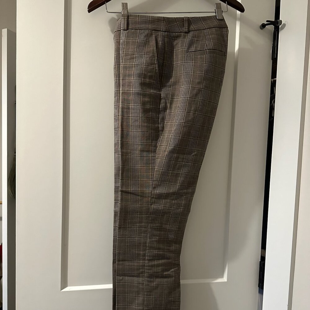 Banana Republic brown pink plaid pants size 2 stretchy lightweight worn once